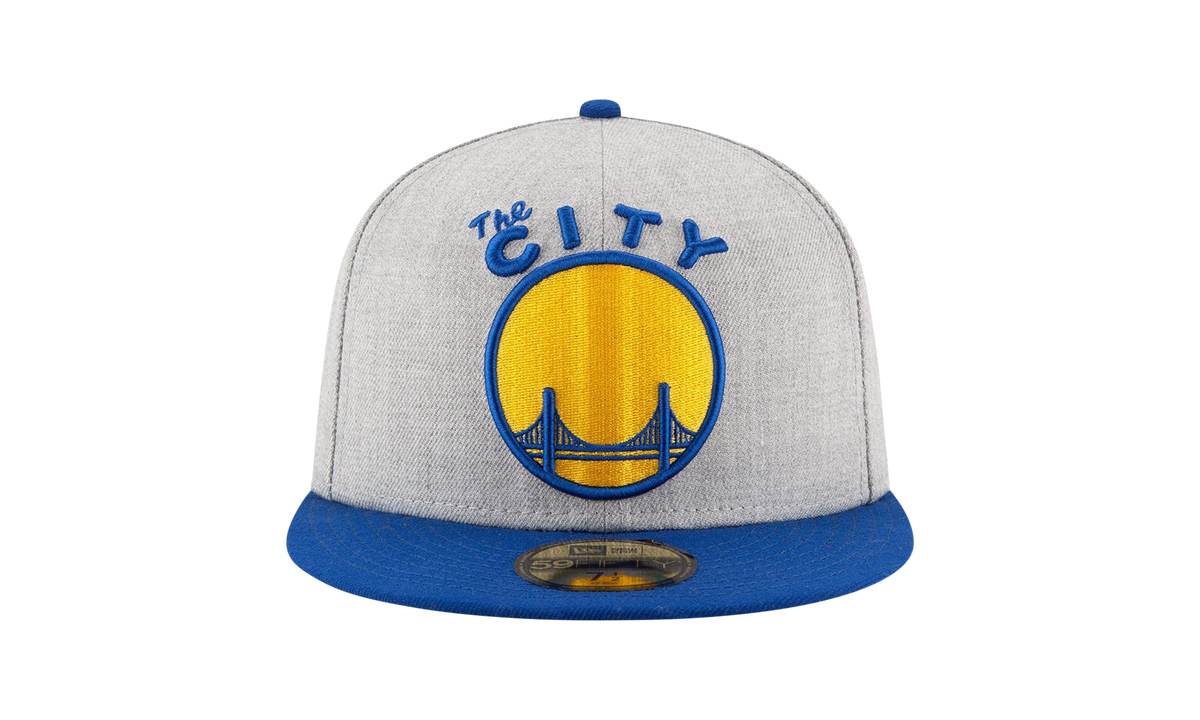 59FIFTY Golden State Warriors Heather City Grand Logo Fitted Hat "Heather Grey / Blue - Brim" NE1110