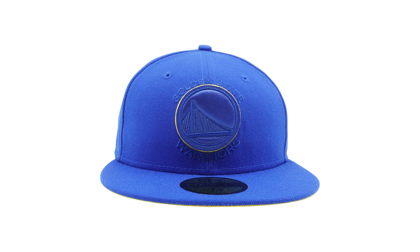 59FIFTY Golden State Warriors Leather Pop Fitted Hat "Royal Blue" NE1138
