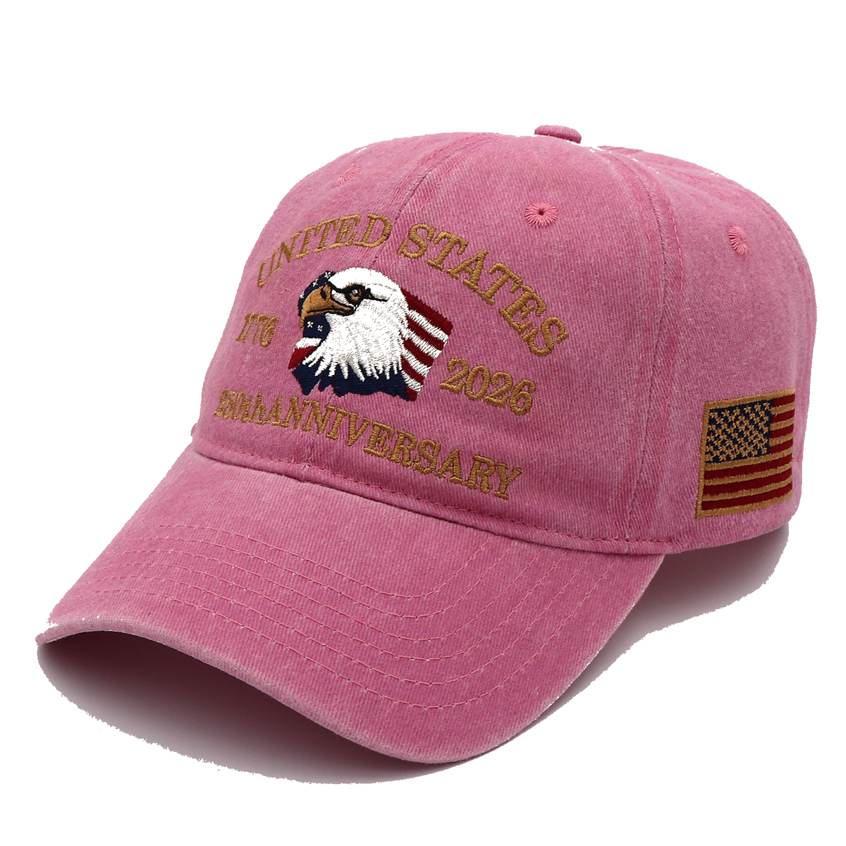 America 250th Anniversary Hat 1776–2026 – Pink Eagle & Flag Adjustable Patriotic Baseball Cap