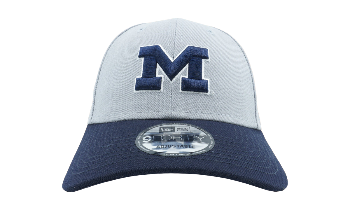 9FORTY Michigan Wolverines The League Hook & Loop Velcro Hat "Grey / Navy - Brim" NE818