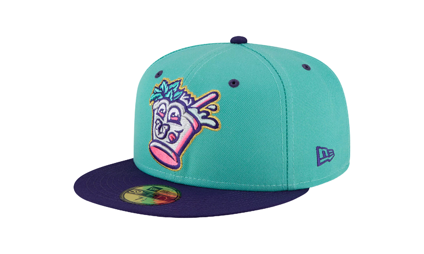 59FIFTY Louisville Bats Mint Julep Theme Night Fitted Hat "Teal / Purple - Brim" NE773