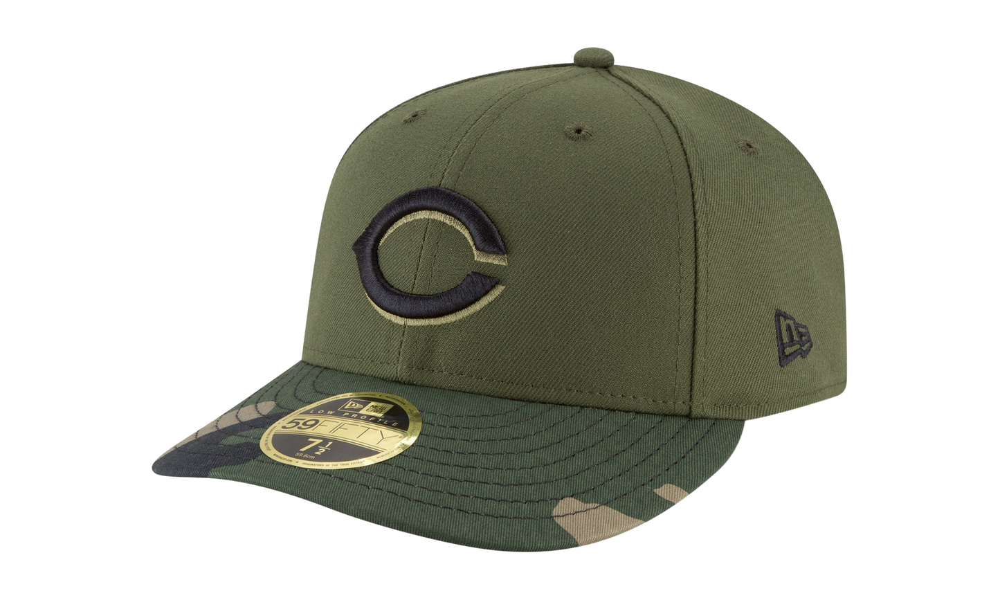 59FIFTY Cincinnati Reds 2018 Alt2 Low Profile Authentic Fitted Hat "Olive / Camo - Brim" NE989