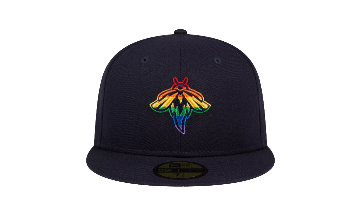 59FIFTY Columbia Fireflies Theme Night 'Pride' Fitted Hat "Navy / Rainbow - Under Brim" NE764