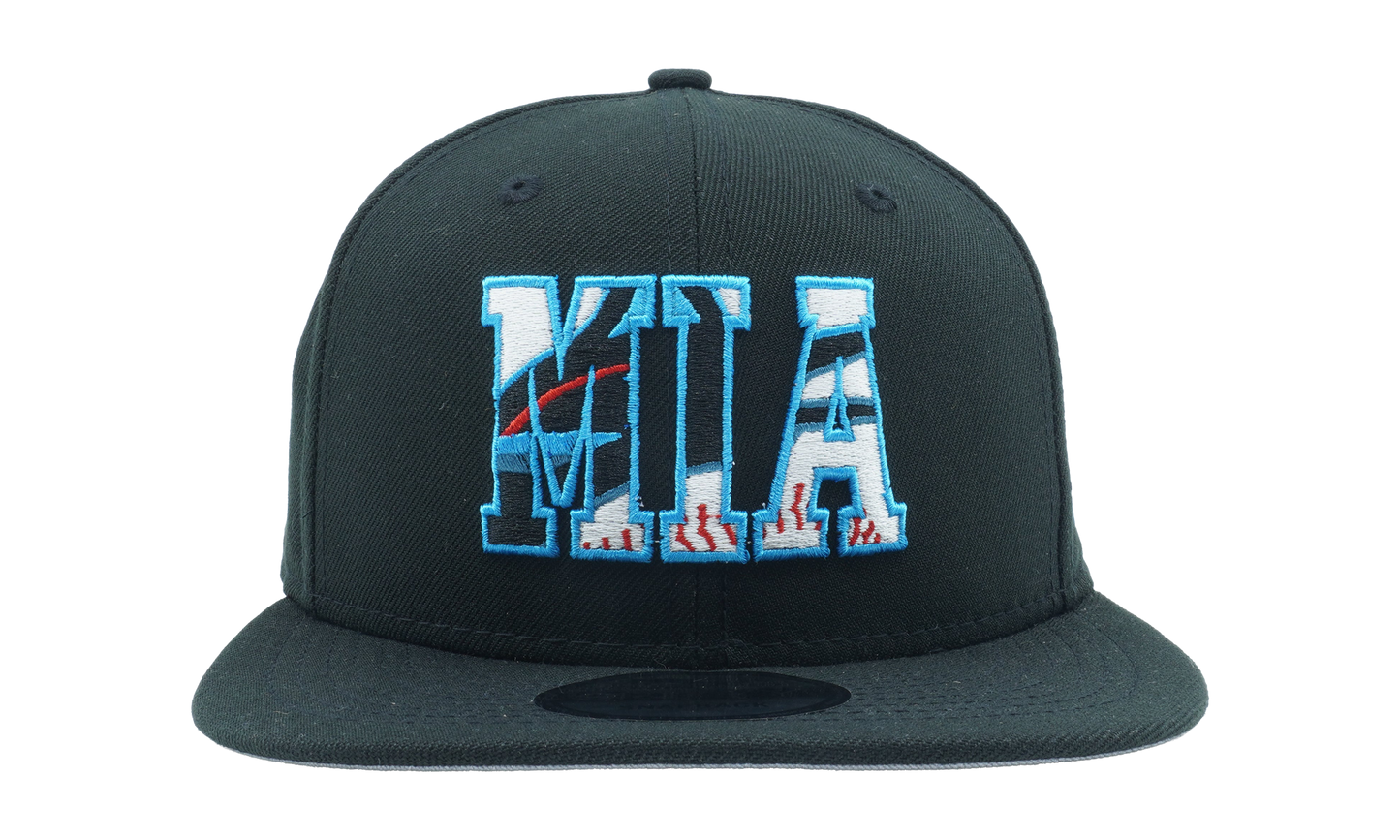9FIFTY Miami Marlins Snapback Hat "Black / Grey - Under Brim" NE823