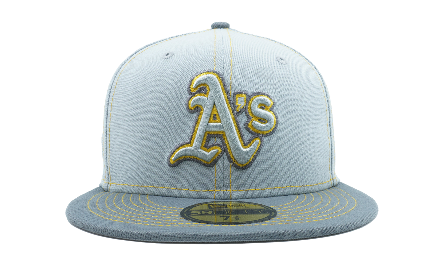59FIFTY Oakland Athletics Gray Pop Fitted Hat "Gray / Yellow - Stitch" NE882