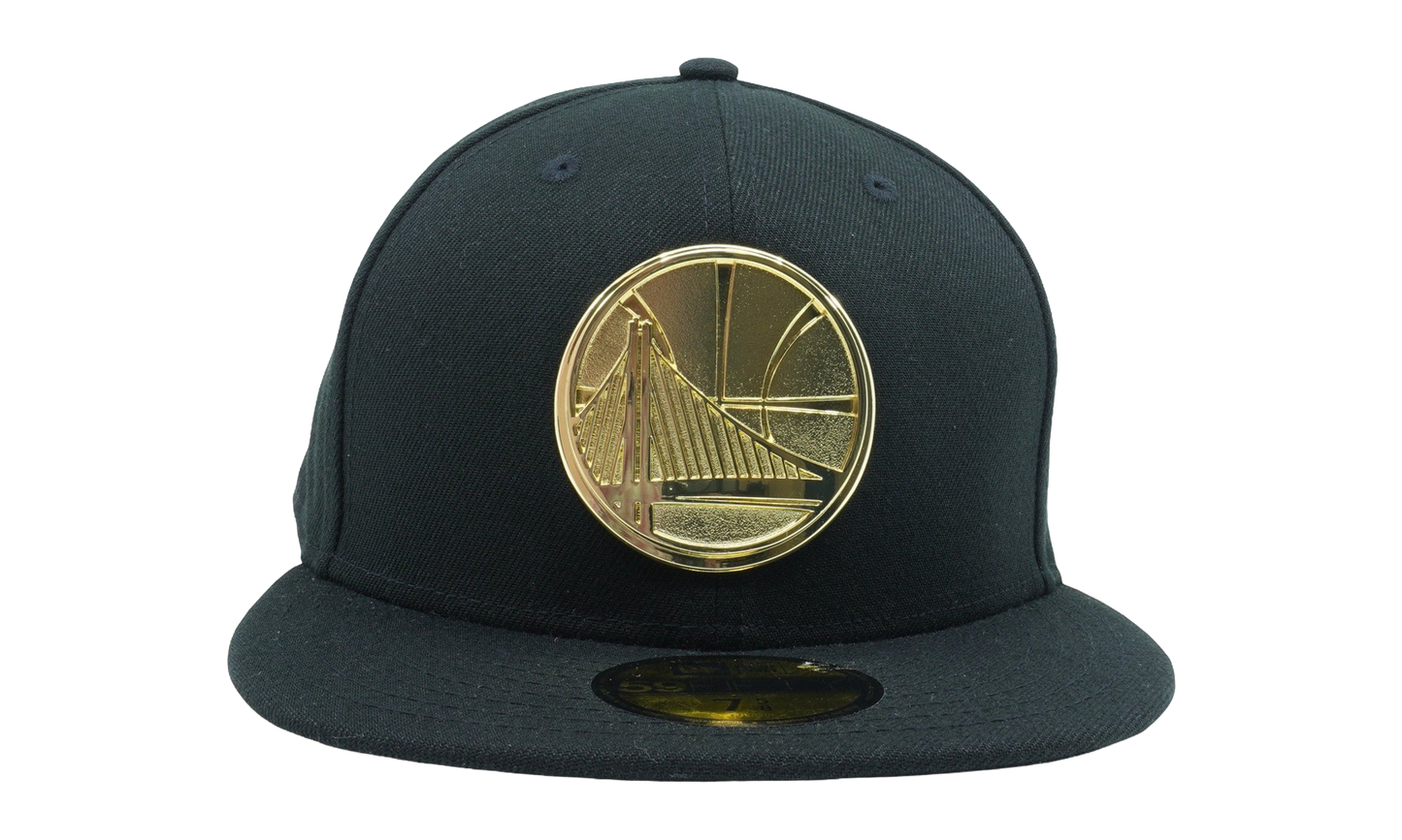 59FIFTY Golden State Warriors Golden Finish Logo Fitted Hat "Black / Gold - Logo" NE1148