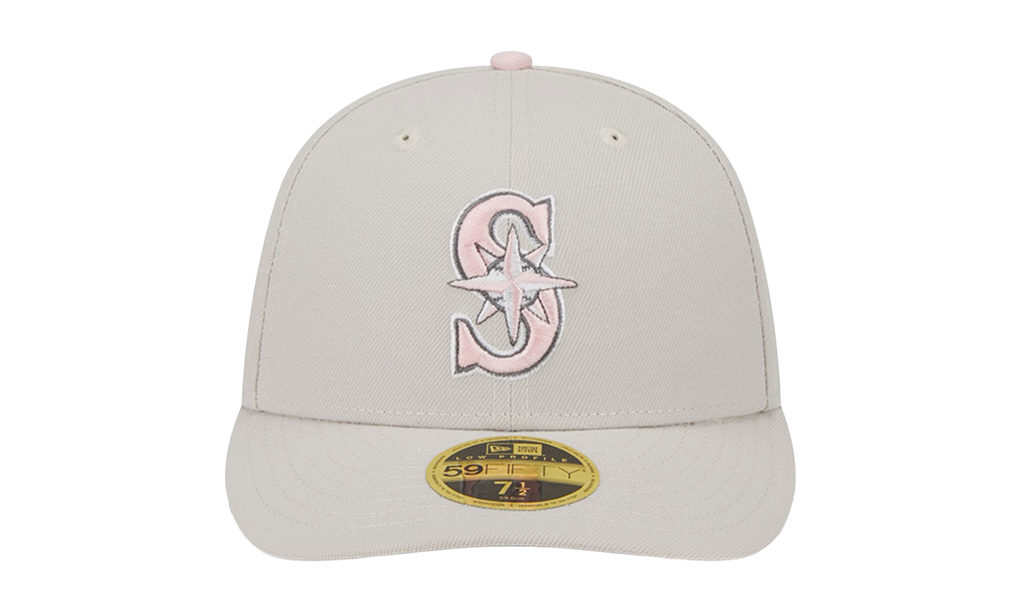 59FIFTY Seattle Mariners Mother’s Day Low Profile Fitted Hat "Khaki / Pink - Under Brim" NE899