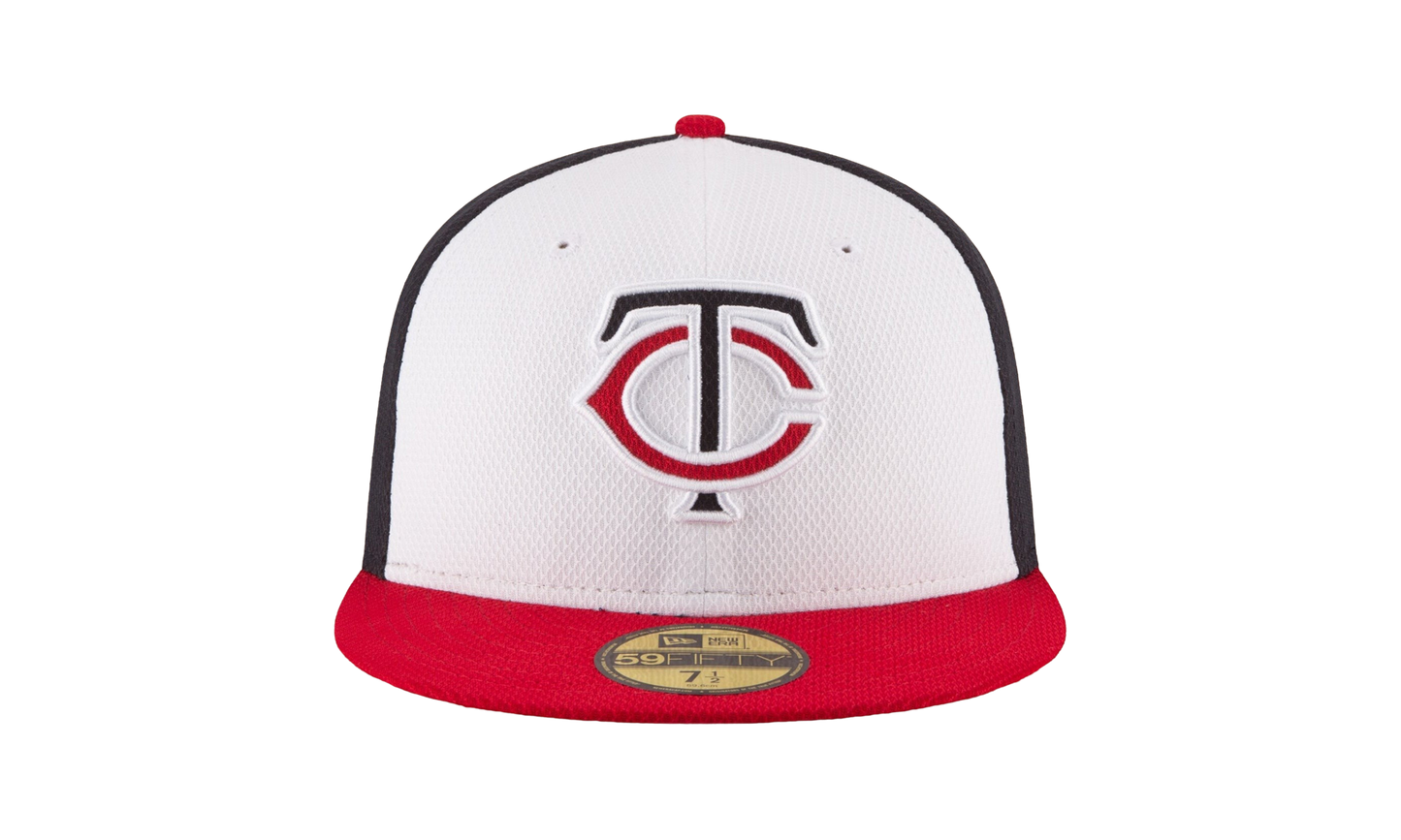 59FIFTY Minnesota Twins Diamond Era Fitted Hat "White and Black / Red - Brim" NE577