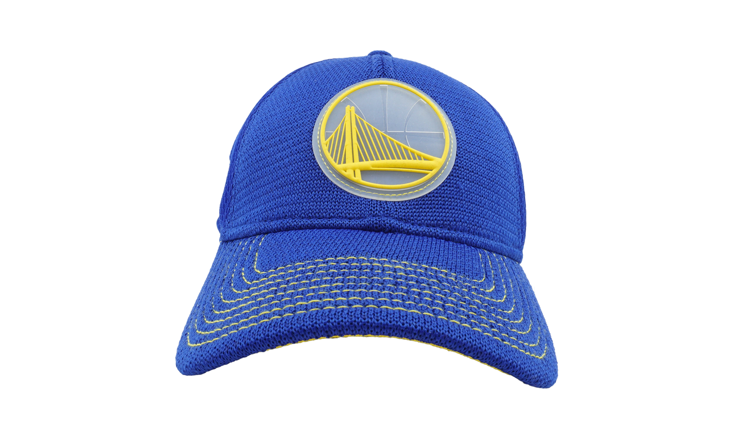 39THIRTY Golden State Warriors 2018 Rubber Logo Flex Fit Hat "Blue / Yellow - Under Brim" NE651