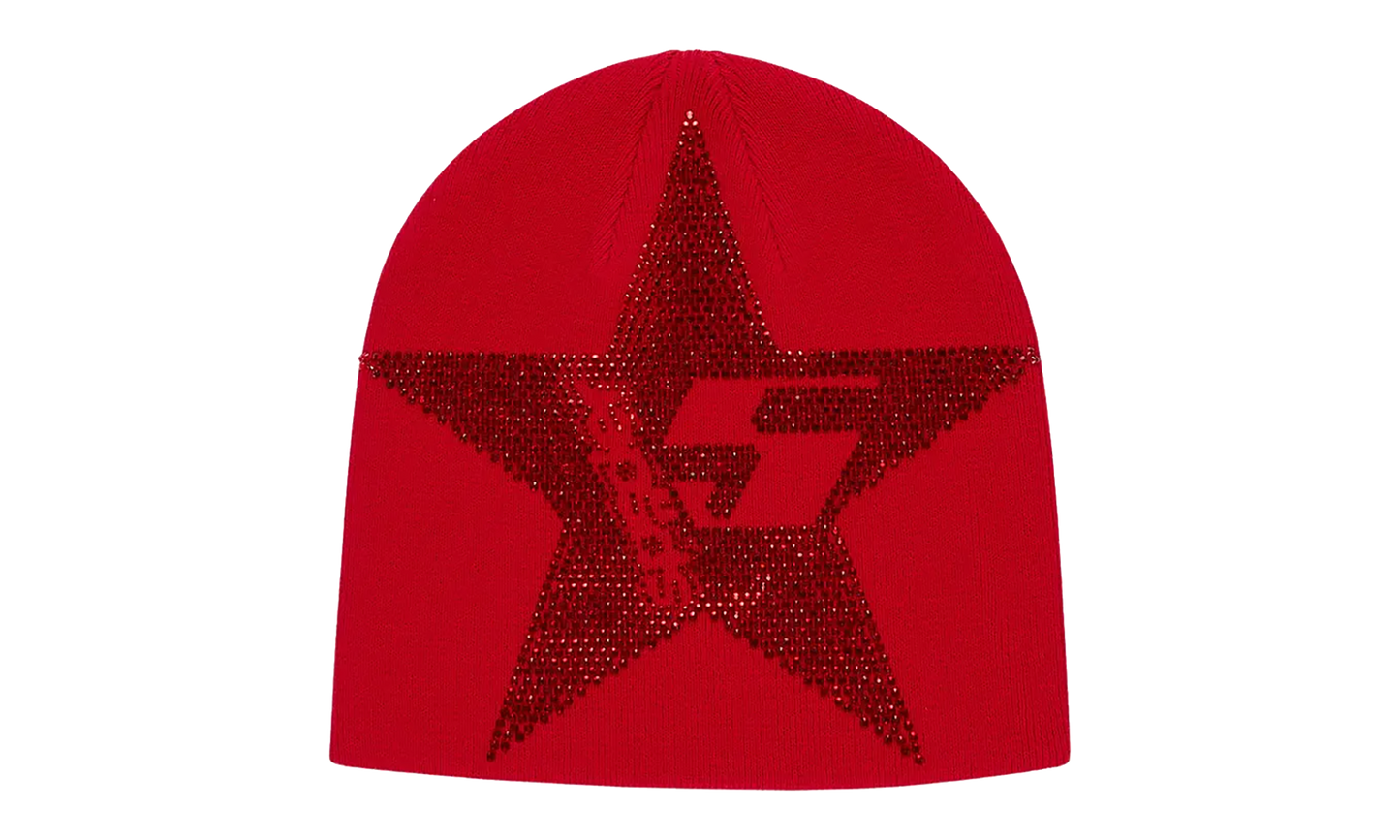 Star Rhinestone Skully Beanie "Red" SP5der548