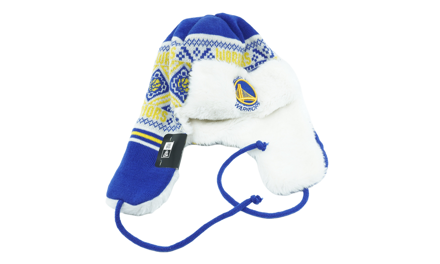 Golden State Warriors Festive Trapper Beanie "Blue / White / Yellow" NE1137