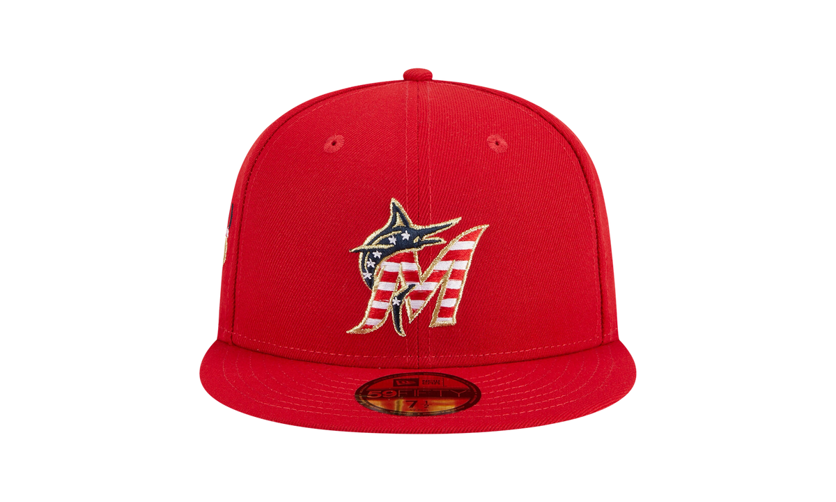59FIFTY Miami Marlins Fourth Of July Fitted Hat "Red / Grey - Under Brim" NE909